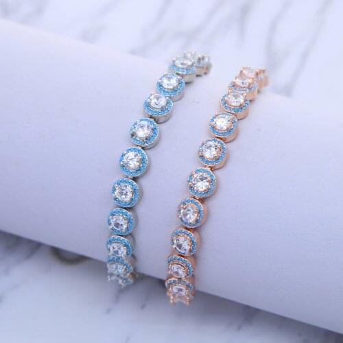 Round Cubic Zircon paved eye shape charm bracelet with cz Tennis Chain Bracelet bangle wedding Jewelry For Women wedding