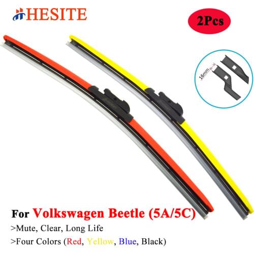 HESITE Colorful Hybrid Wiper Blades For Volkswagen VW Beetle Model Accessories 2000 2014 2015 Classic Car Front Wipers Frameless