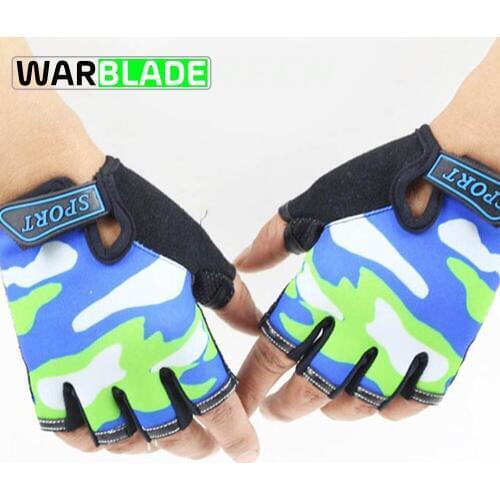 WarBLade Half Finger Sports Gloves for Kids Non-Slip 4-12Y Children Cycling Gloves For Boys Girls Biking Bicycling Luvas
