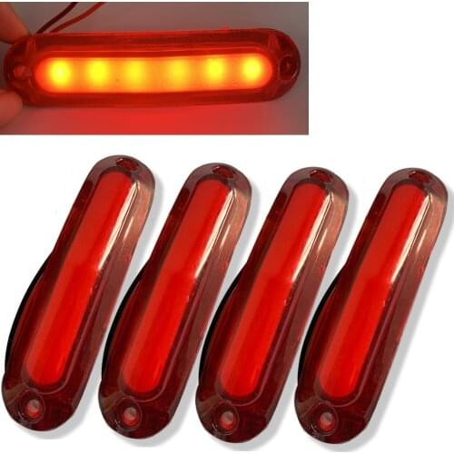 Fuleem 4PCS Red 6 SMD LED Side Outline Marker Tail Light Clearance Lamp Truck Trailer 10V-30V Waterproof