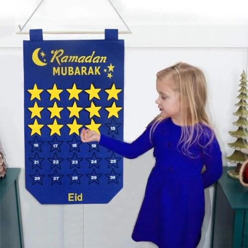 Eid Mubarak 30 days Advent Calendar Hanging Felt Countdown for Kids Gifts Ramadan Party Decorations Supplies 2020 Newest
