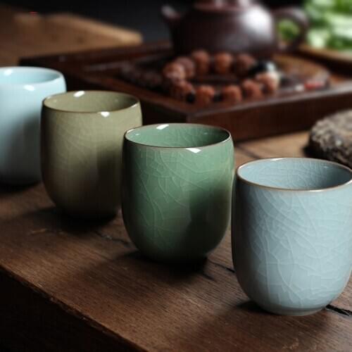 Exquisite Diyao Geyao china Porcelain cup Ge Kiln Chinese Longquan Celadon Gaiwan Bowl Celadon Crackle Teacup cups 155ml tea set