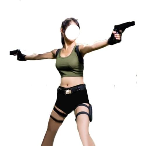 Tomb Raider Lara Croft Cosplay Costume top+pant+belt