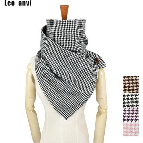 Leo anvi winter ring scarf women Novelty Houndstooth plaid Keep warm infinity scarf men tube luxury brand shawls and scarves