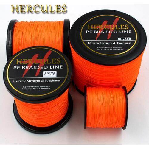 8 Strands 100M 300M 500M 1000M 1500M 2000M Orange Braided Fishing Line Sea Saltwater Carp Fishing Weave Extreme 100% PE Hercules