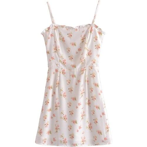 Summer 2021 womens wear French vintage idyllic style floral print ear mini halter skirt