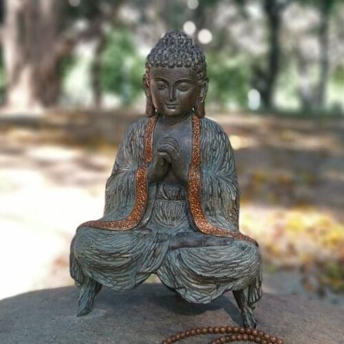 Furniture Resin Japanese Sitting Buddha Statue Miniature Zen Gardening Outdoor Decoration Chinese Feng Shui Home Decoration