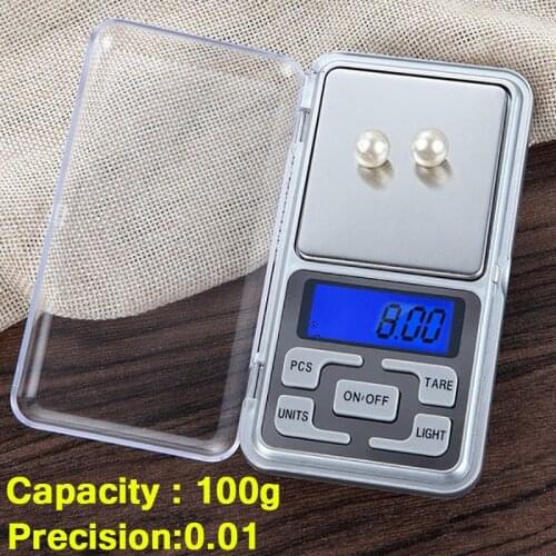 Mini Digital Scale Capacity 100g 0.01g High Accuracy Backlight Electric Pocket for Gold Diamond Jewelry Gram Weight For Kitchen