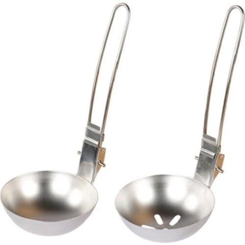 Multifunctionl Portable Stainless Steel Foldable Soup Colander Spoon for Camping Outdoor Picnic Accessories