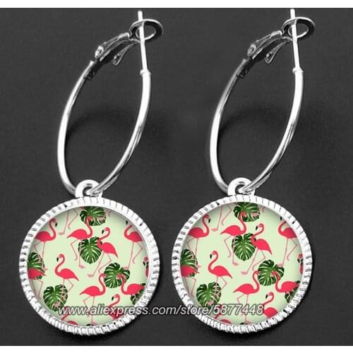 Fashion Loop Flamingo Drop Earrings for Women Girls Punk Birds Dangle Earrings Female Brincos Party Jewelry