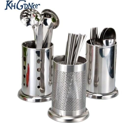 Stainless Steel Chopsticks Storage Tube Tableware Draining Box Spoon bucket Knife Organizer Kitchen Utensils