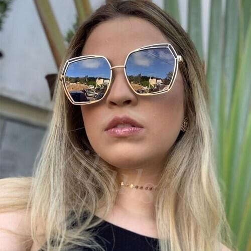 2020 New Trendy Polygon Sunglasses Women Male Unique Border Design Vintgae Square Sun Glasses Punk Eyewear Men oculos UV400