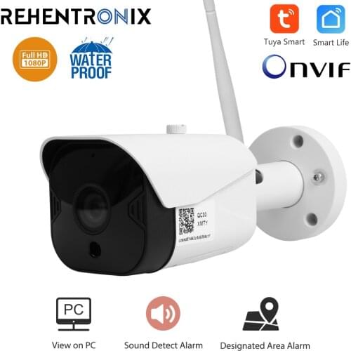 ONVIF Smart 1080P HD WiFi IP Camera Tuya Outdoor Wireless Security Bullet Camera Night Vision Home Security Camera View on PC