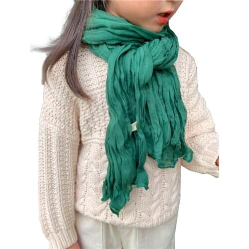 Autumn Childrens Scarves Retro Cotton Linen Solid Color Boys Girls Long Scarf Trendy Baby Warm Neck Guard Headscarf Shawl G02