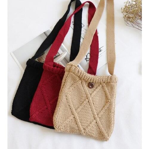 Youda Casual Knitted Woolen Women Shoulder Bags Designer Plush Knitting Packets Winter for Women Cute All-match Bucket