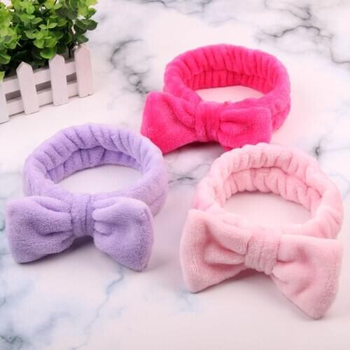 Big Rabbit Ears Coral Fleece Soft Elastic Hairbands SPA Bath Shower Make Up Wash Face headband Hair Band Girls Hair Accessories