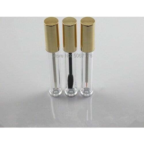 20/30/50pcs 6ml Empty Eyeliner Container Bottle Tube With Brush,Clear Liquid Lip Gloss Bottle Applicator Refillable Tube Gold