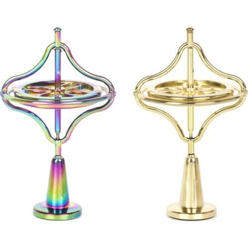 Adults Alloy Rainbow Finger Gyroscope Decompression Toy Kill Time Metal Anti-gravity Spinner Toy For Offfice Study Stress Relief