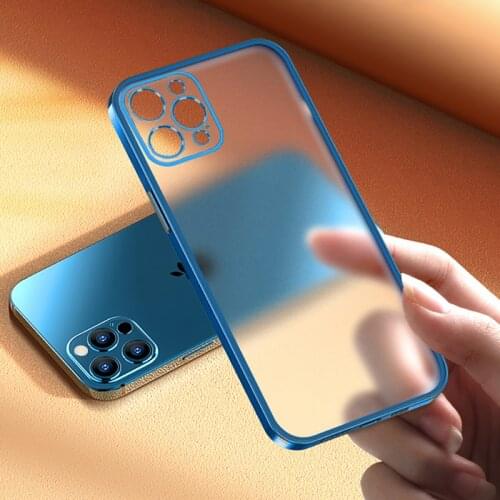 Luxury Square Plating Transparent Phone Case For iPhone 11 12 Pro Max Mini X Xs XR 7 8 Plus SE 2 Silicone Shockproof Soft Cover