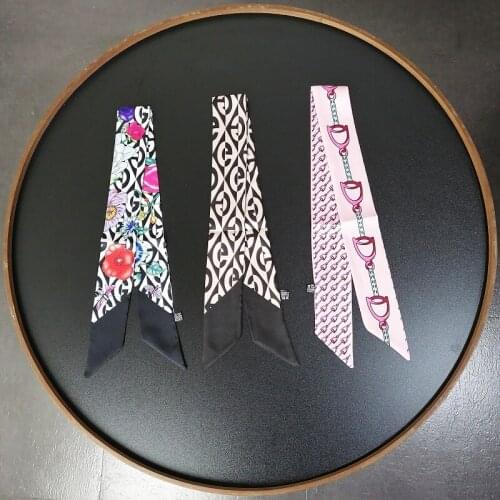 2021 new floral print scarf women luxury imitation silk twill decoration small scarf neck scarf fashion ladies headband G22