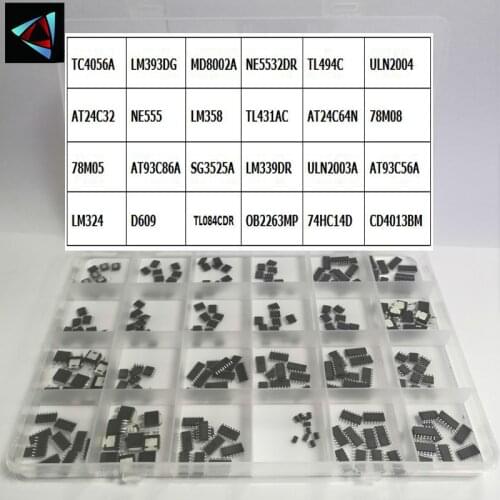 IC TC-CD 240PCS 24 Values SMD Chipset Fan Sockets TC4056A TL494CD NE555 LM358D LM393P SG3525A ULN2003A AT93C56A LM324 LTC4054