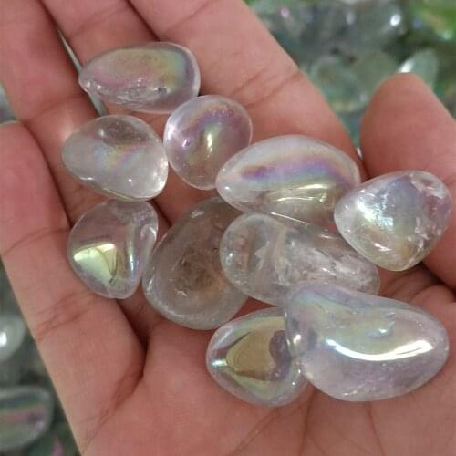Titanium Rainbow Aura White Quartz Crystal Stone Moonstone Gravels Decoration Healing Stones and Crystals