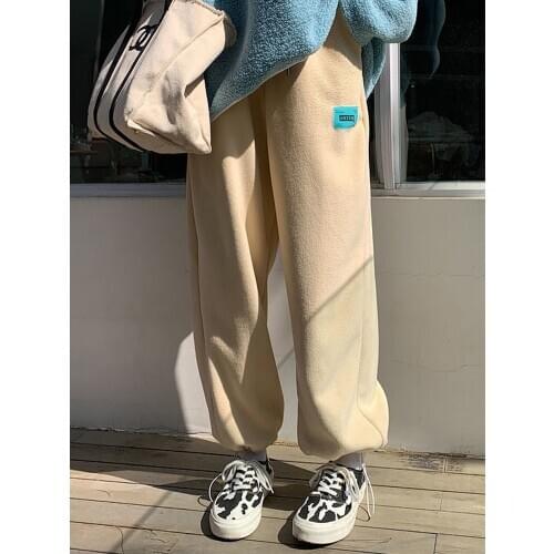 Thick Fleece Sweatpants Joggers For Women Winter 2021 Warm Beam Feet Pants Velvet High Waist Straight Trousers Sport Harem Pants