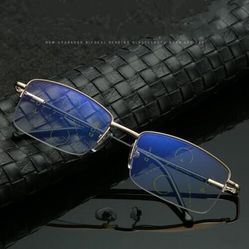 Intelligent progressive reading glasses for men women near and dual-use Anti-Blue Light automatic adjustment Eyewear 1.0-4.0