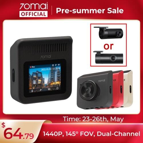 70mai Dash Cam A400 1440P Resolution 70mai A400 Car DVR Dual Channel Front and Back Sight Cam APP Control multi DVR Car Recorder