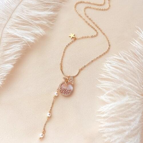 CCijiNG High Quality Deep Sea Shell Butterfly Necklace Girl Heart Delicate Reflected Everywhere MY3542