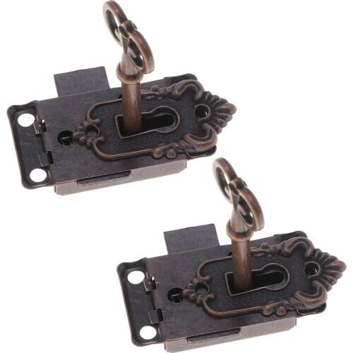 2pcs Jewelry Box Latches Special Small Box Packing Buckle Antique Wooden Gift Lock Alloy Latch Hook Locks Red Bronze