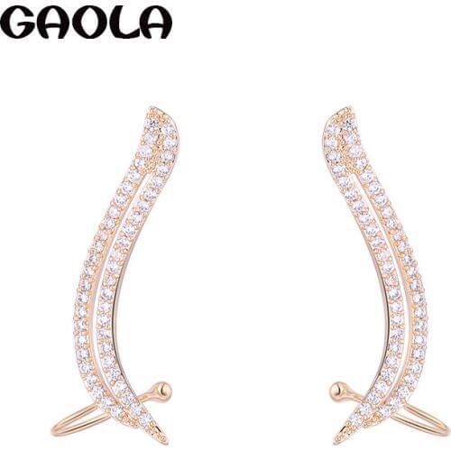 GAOLA 2017 Women Fashion Beautiful Plant Cubic Zirconia Stud Earrings Wedding Jewelry GLE5461