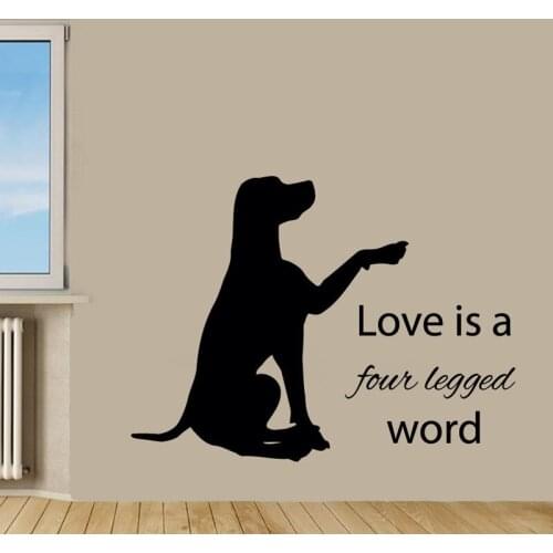 ZOOYOO Love Is A Four Legged Word Wall Vinyl Sticker Labrador Pet Dog Waterproof Art Home Decor Wall Decals Quotes