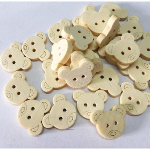 100pcs/lot 2 Holes Random Mixed Decorative Cartoon Lovely Animal Wooden Button for Sewing Accessories DIY Wood Craft MS 008