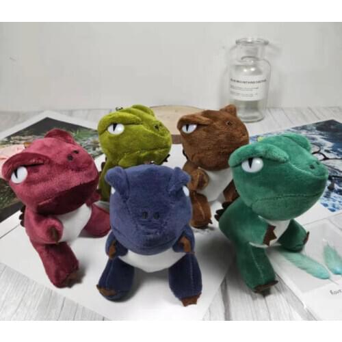 12cm Cartoon baby dinosaur doll Fahionable bag and keychain pendant Angery dinosaur toy