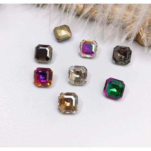 30/100Pcs Nail Art Rhinestones Square Octagon Glass Crystal Shiny 3D Strass Gem Stone Manicure Decoration Charms Jewelry