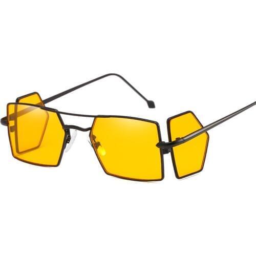 2018 New Unique Steampunk Sunglasses Brand Designer Men Sunglasses Square Black Yellow Vintage Sun Glasses Retro Eyewears UV400