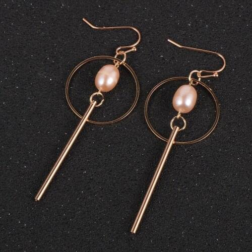2020 Round Circle Statement Freshwater Pearls Drop Dangle Earrings For Women Modern Female Hanging Earring Jewelry Accessories
