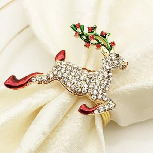6PCS Metal Colored Elk Christmas Napkin Ring Wedding Banquet Hotel Table Supplies-ABUX