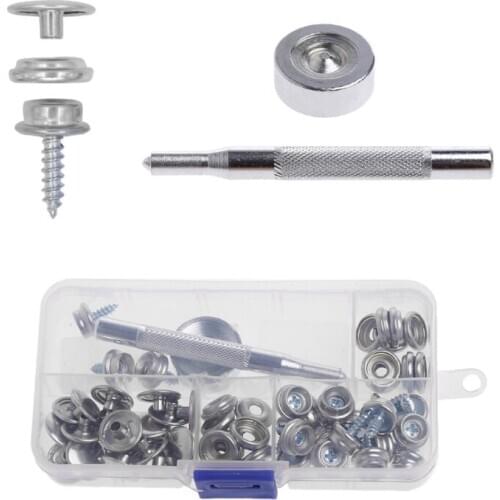 62 Pcs Iron Boat Marine Canvas Fabric Snap Cover Button Socket Kit