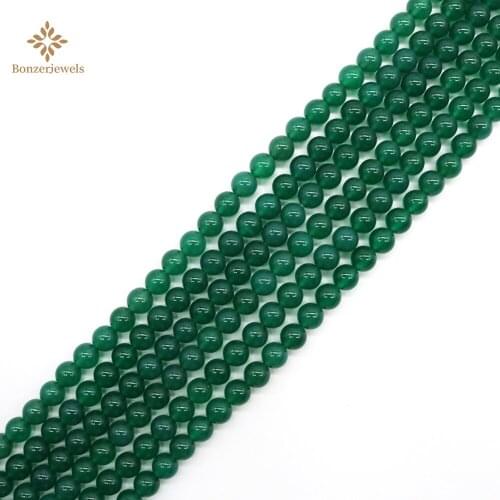 Natural Stone Wholesale Green Agates Beads Loose Round DIY Bracelet Necklace For Jewelry Making Mix Strand 15'' 4/6/8/10/12 MM