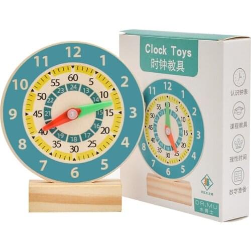 Kids Montessori Wooden Clock Toys Time Learning Teaching Aids Educational Toys For Children Primary School Clever Board Toy