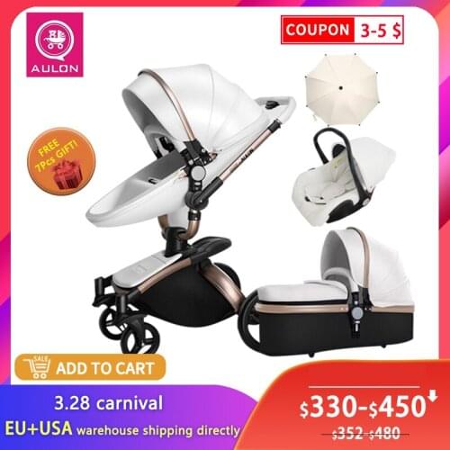 Fast & Free Shipping Aulon Baby Stroller 3 in 1 Free Duty High land-scape Pram Fashion Carriage on used for New Born to age 4