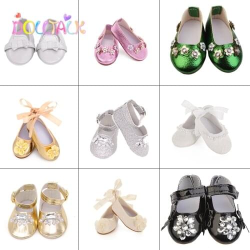 New Glitter Hand-Stitched Mini Doll Shoes Socks With Crystal Fit 43 Cm New Born Baby Dolls For Our Generation American Dolls