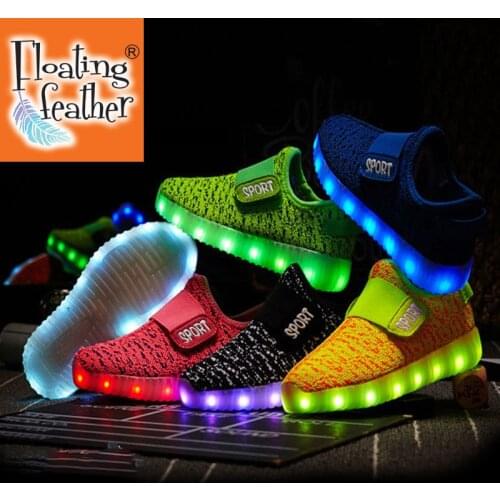Size 25-37 Kids Led USB Recharge Glowing Shoes Childrens Hook Loop Shoes Childrens Glowing Sneakers Kids Led Luminous Shoes