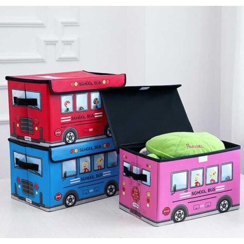 Childrens folding trunk storage toys storage basket garbage can childrens room canvas car with cover
