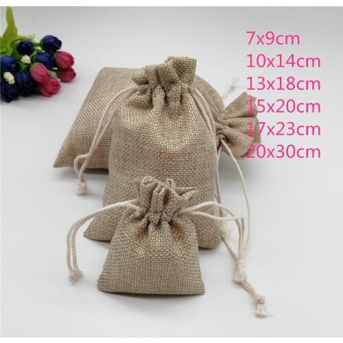 25pcs Jute Gift Bag Party Wedding Favor Bags Burlap Drawstring Gift Bags With Handle Gift Packaging Linen Bag Jute Pouches