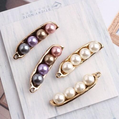 High Quality 40PCs 40*10MM Round Pearls Decorated 3D Garden Bean Pendant Charms Fit Bracelet Necklace Keyring Necklace Earring