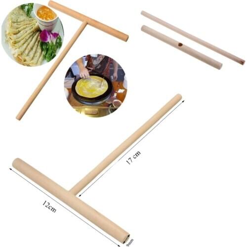 1/2pcs Wooden T Letter Kitchen Tool Stick Spreader Crepe Maker Pancake Batter Conveniet Rack Spreader Home Kitchen Bar Supplies