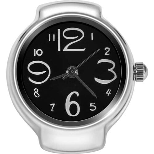 Fashionable Unisex Finger Rings Watch Quartz Analog Bracelets Silver Small Watch